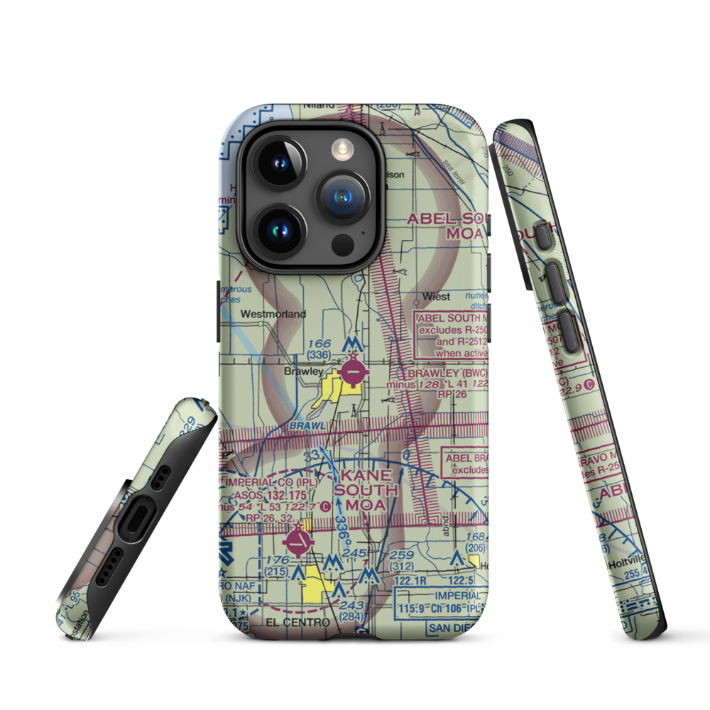 Brawley Municipal Airport (BWC) VFR Sectional  Tough iPhone Case iPhone 15 Pro model shown