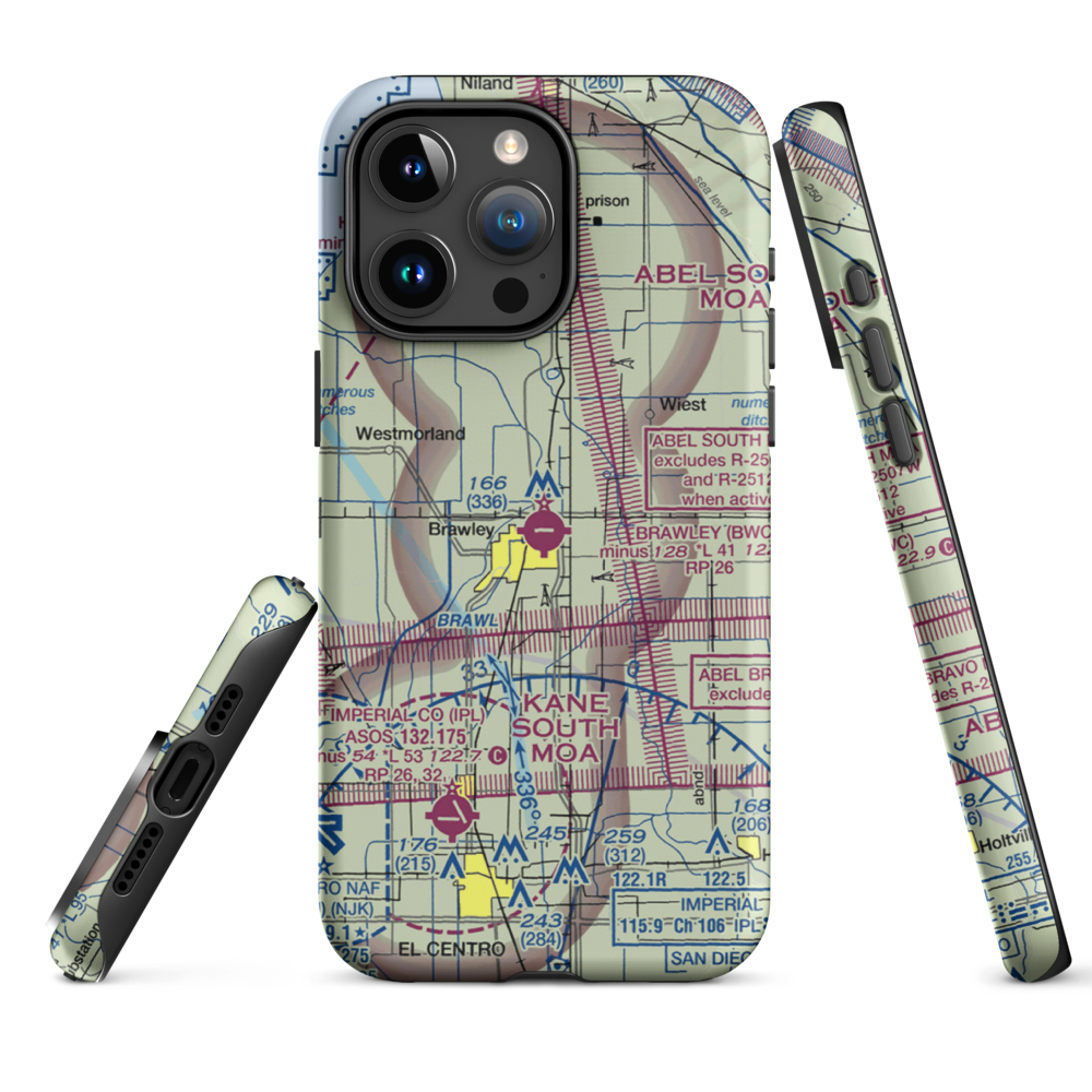 Brawley Municipal Airport (BWC) VFR Sectional  Tough iPhone Case iPhone 15 Pro Max model shown