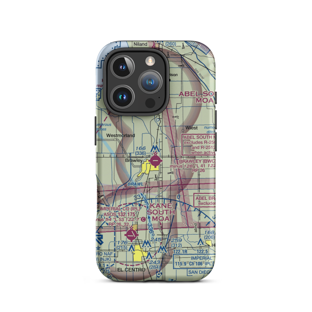 Brawley Municipal Airport (BWC) VFR Sectional  Tough iPhone Case iPhone 16 Pro model shown