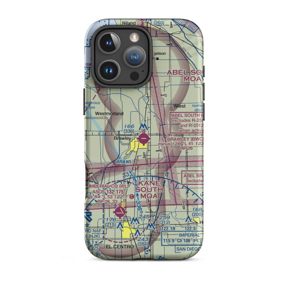Brawley Municipal Airport (BWC) VFR Sectional  Tough iPhone Case iPhone 16 Pro Max model shown