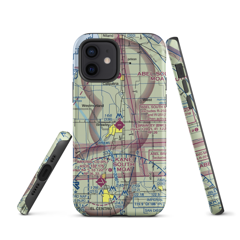 Brawley Municipal Airport (BWC) VFR Sectional  Tough iPhone Case iPhone 12 model shown