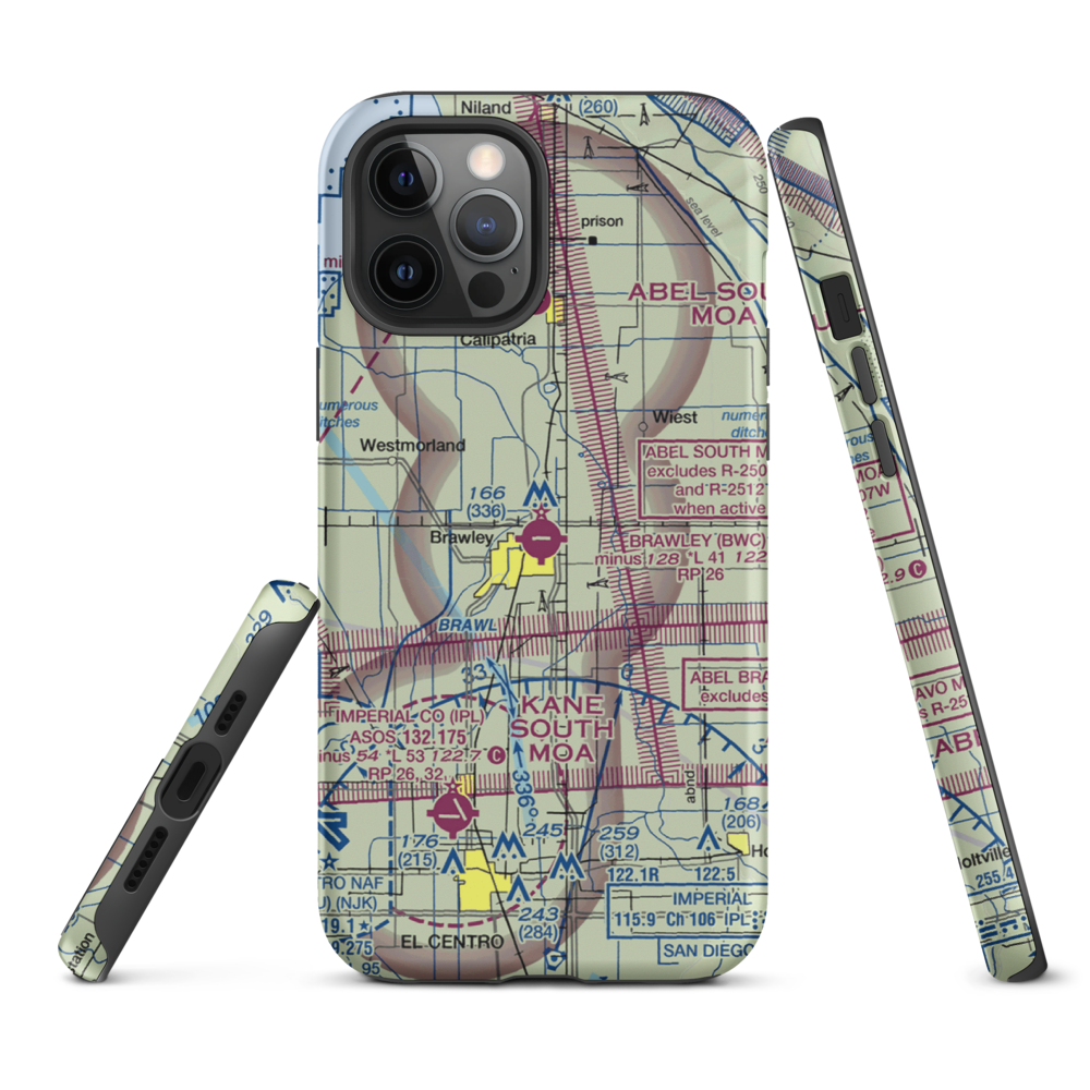 Brawley Municipal Airport (BWC) VFR Sectional  Tough iPhone Case iPhone 12 Pro Max model shown