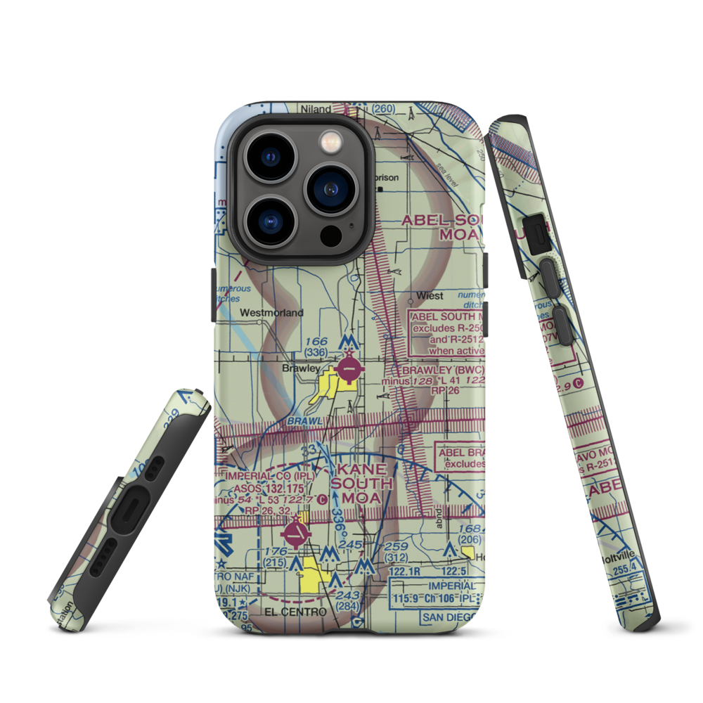Brawley Municipal Airport (BWC) VFR Sectional  Tough iPhone Case iPhone 13 Pro model shown