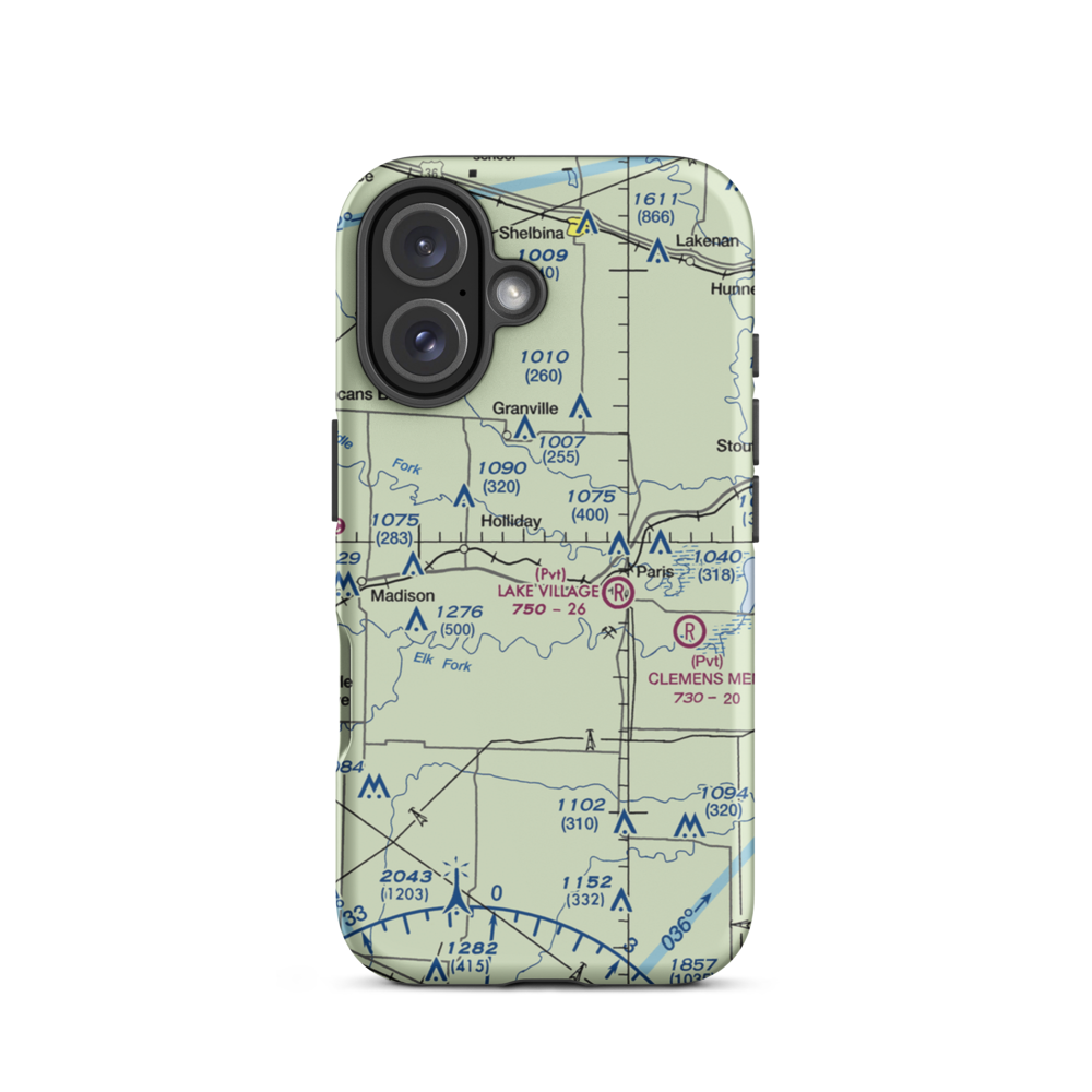 Brazeale Farm Airport (6MO8) VFR Sectional  Tough iPhone Case iPhone 16 model shown