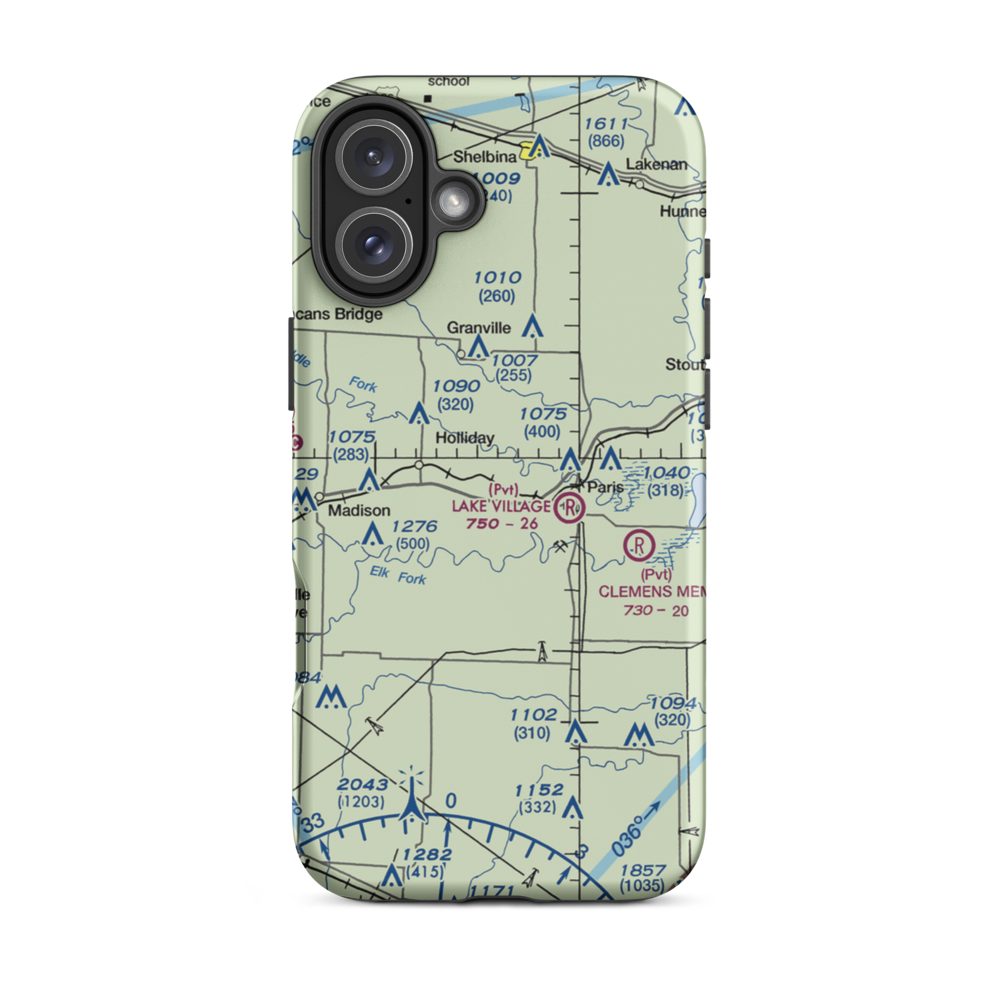 Brazeale Farm Airport (6MO8) VFR Sectional  Tough iPhone Case iPhone 16 Plus model shown