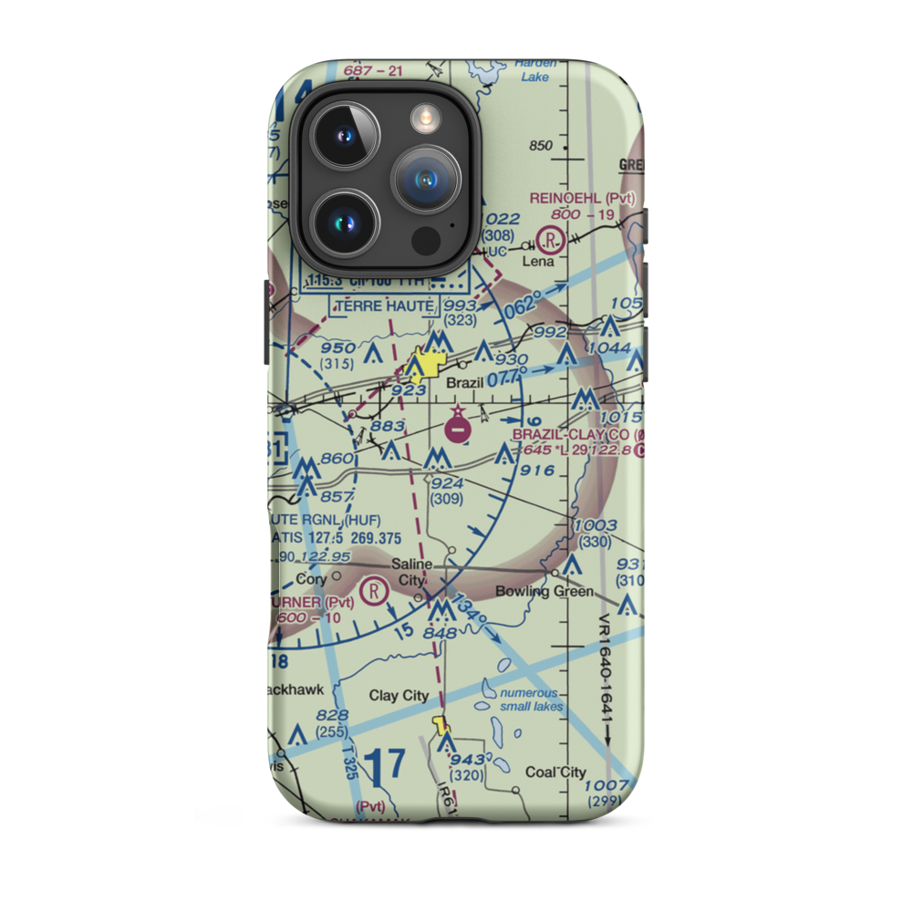 Brazil Clay County Airport (0I2) VFR Sectional  Tough iPhone Case iPhone 16 Pro Max model shown