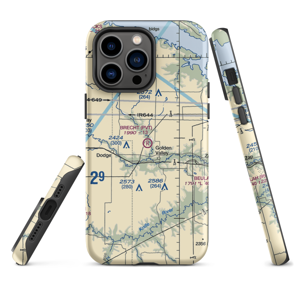 Brecht Strip (08ND) VFR Sectional  Tough iPhone Case iPhone 14 Pro Max model shown