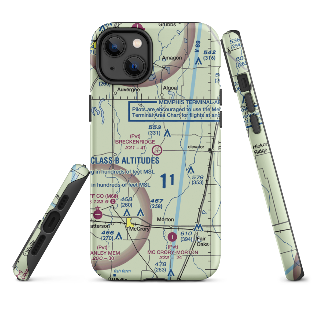 Breckenridge Airport (1AR0) VFR Sectional  Tough iPhone Case iPhone 14 Plus model shown