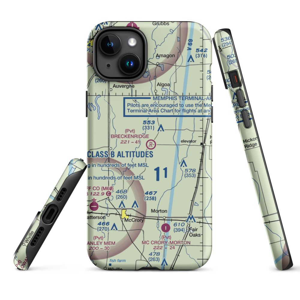 Breckenridge Airport (1AR0) VFR Sectional  Tough iPhone Case iPhone 15 Plus model shown