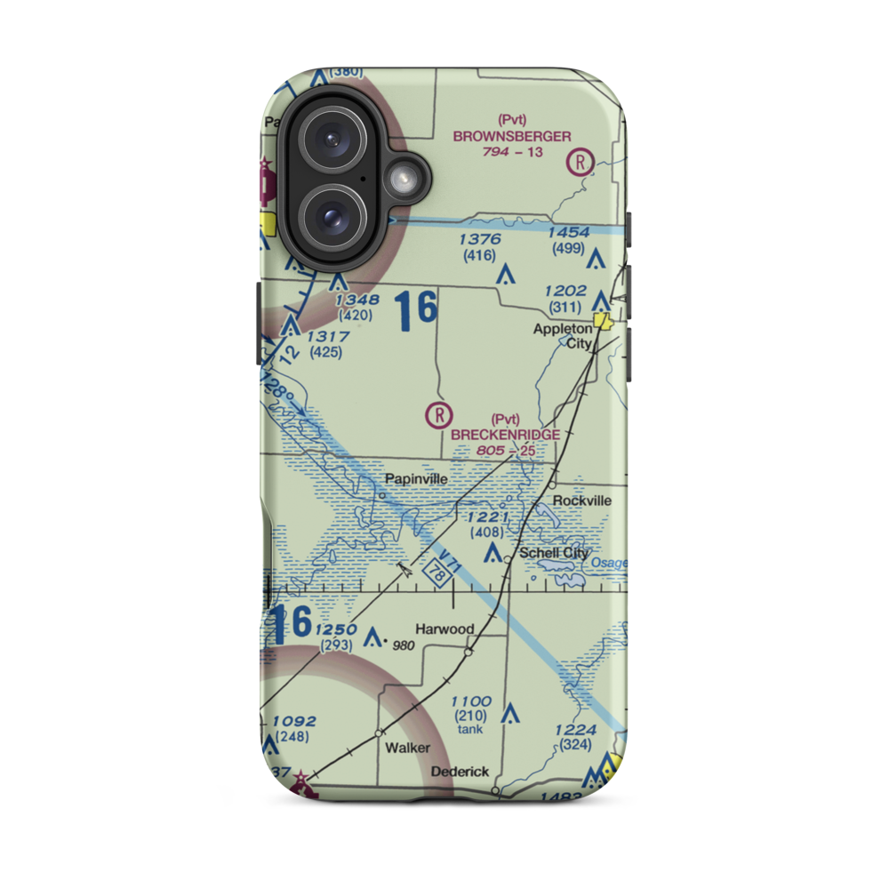 Breckenridge Airport (2MO4) VFR Sectional  Tough iPhone Case iPhone 16 Plus model shown