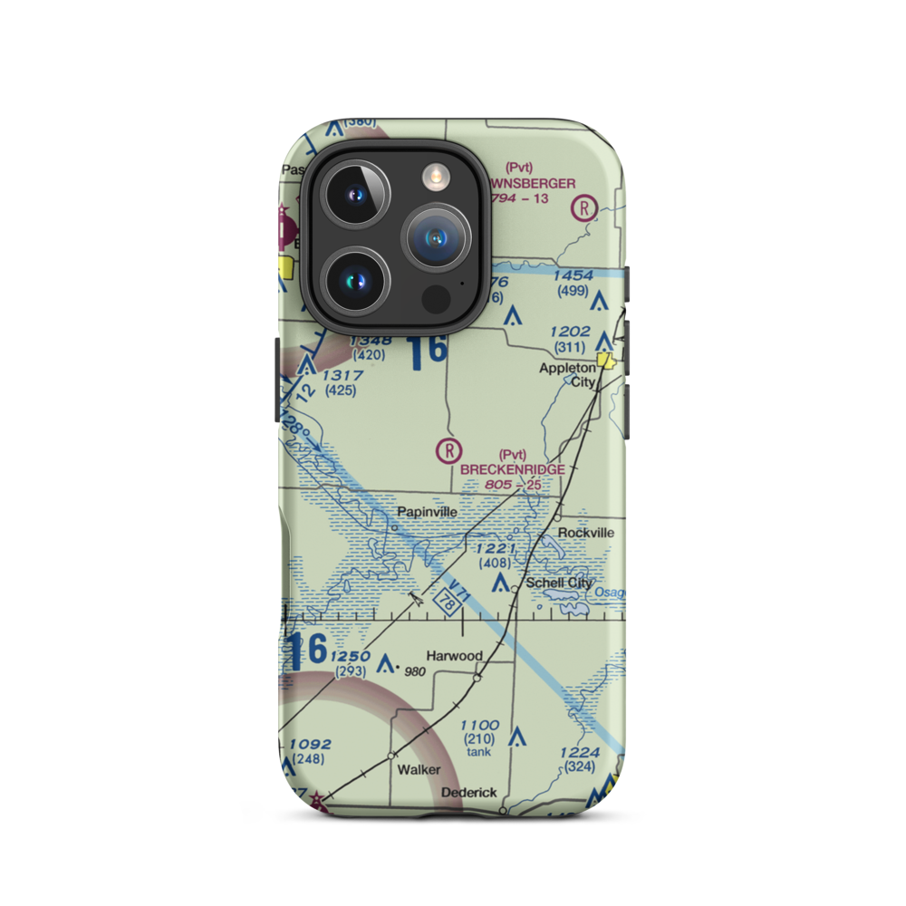 Breckenridge Airport (2MO4) VFR Sectional  Tough iPhone Case iPhone 16 Pro model shown