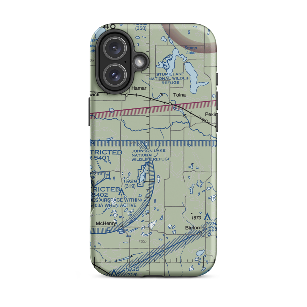 Breckheimer Airport (19ND) VFR Sectional  Tough iPhone Case iPhone 16 Plus model shown