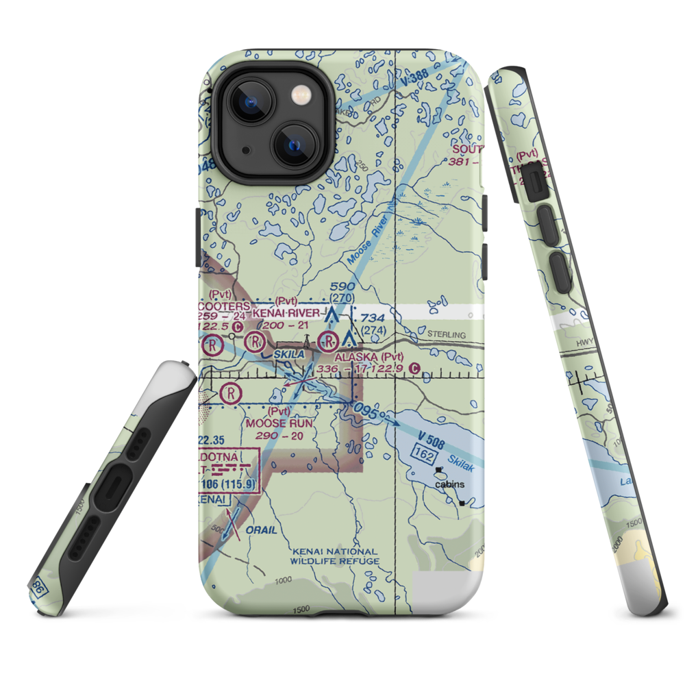 Breeden Airport (AK05) VFR Sectional  Tough iPhone Case iPhone 14 Plus model shown