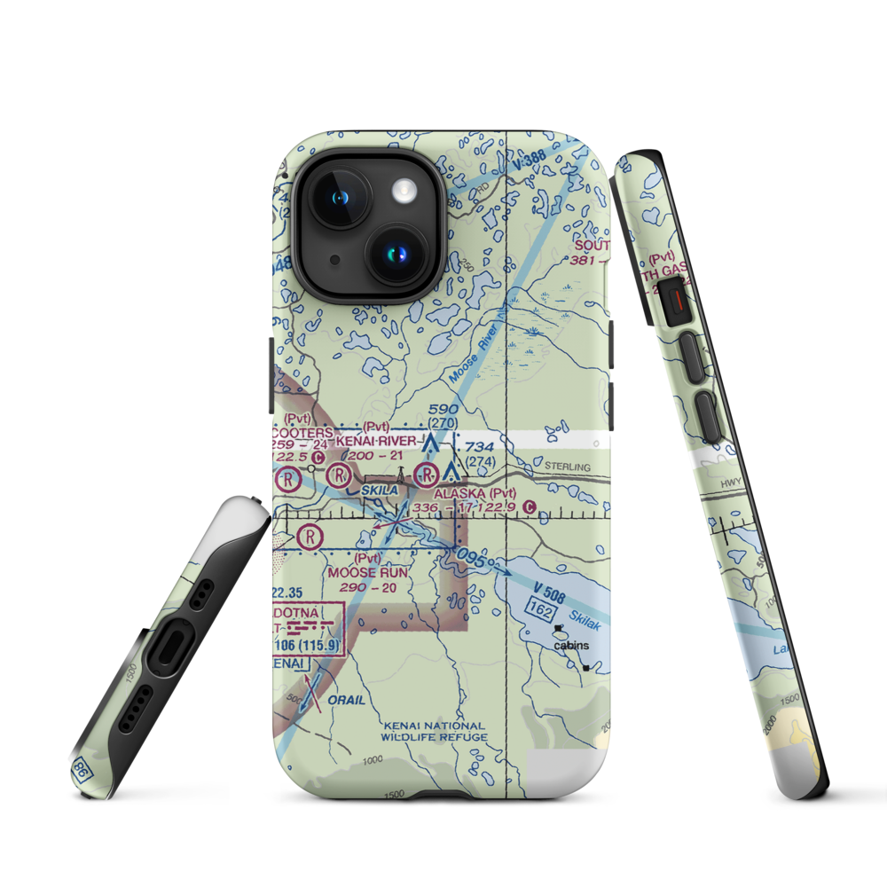 Breeden Airport (AK05) VFR Sectional  Tough iPhone Case iPhone 15 model shown