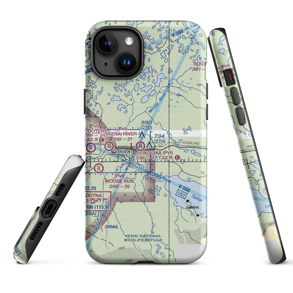 Breeden Airport (AK05) VFR Sectional  Tough iPhone Case iPhone 15 Plus model shown