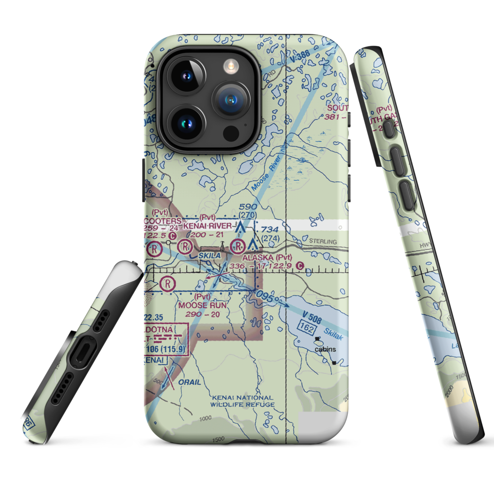 Breeden Airport (AK05) VFR Sectional  Tough iPhone Case iPhone 15 Pro Max model shown