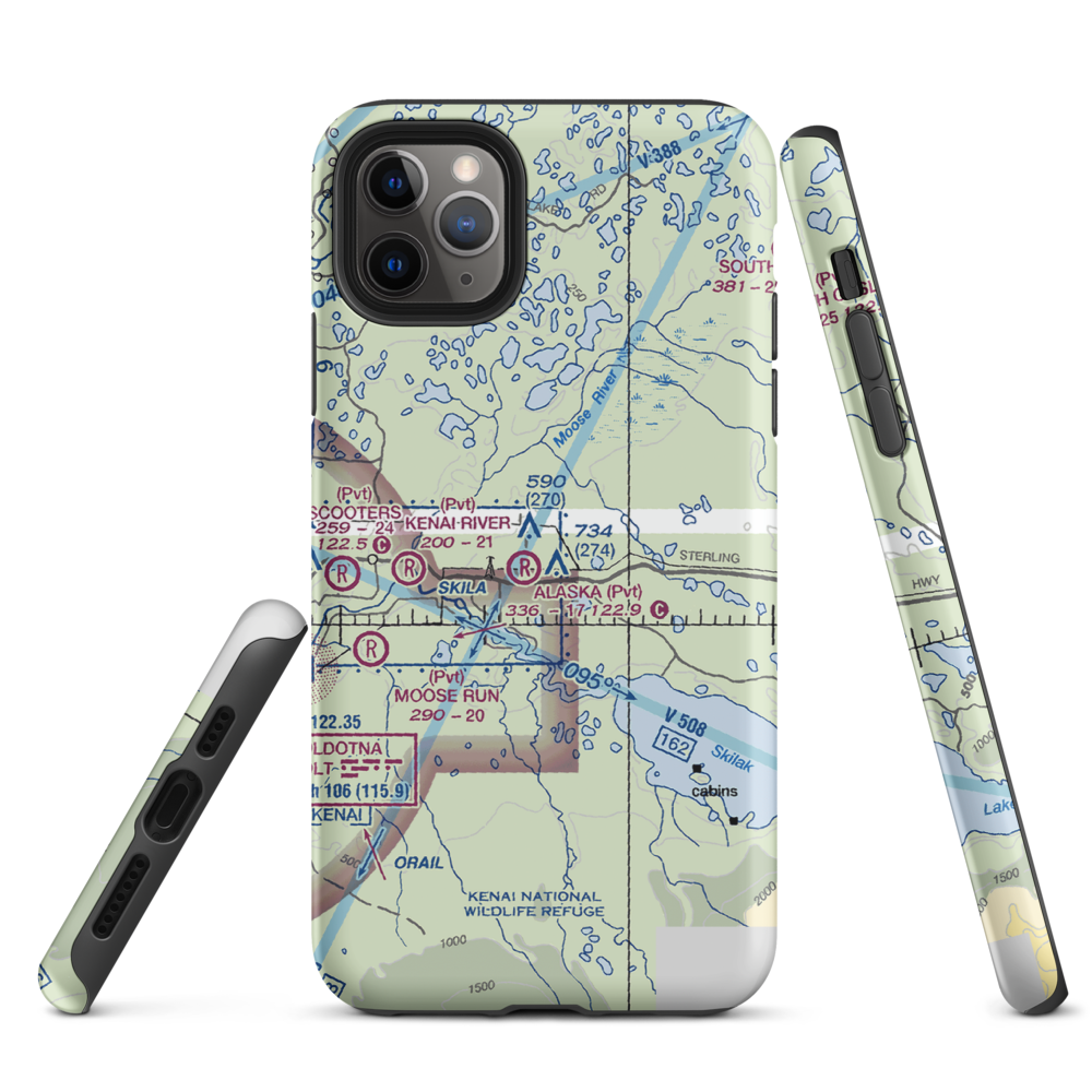 Breeden Airport (AK05) VFR Sectional  Tough iPhone Case iPhone 11 Pro Max model shown
