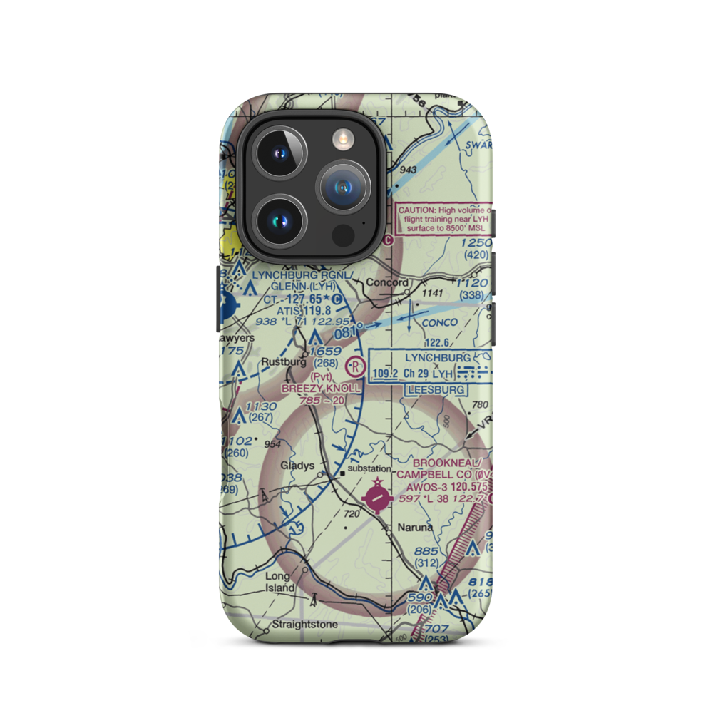 Breezy Knoll Airport (VA13) VFR Sectional  Tough iPhone Case iPhone 16 Pro model shown