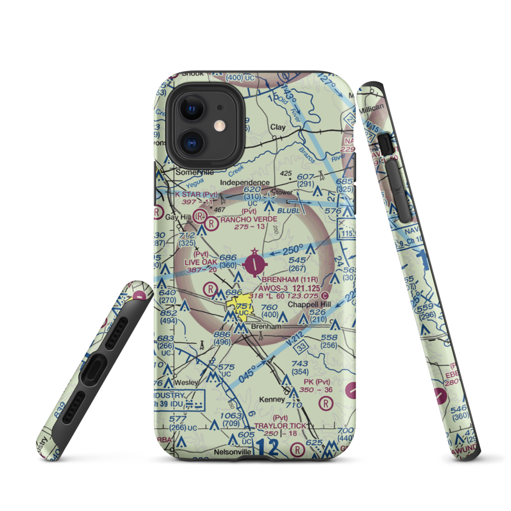 Brenham Municipal Airport (11R) VFR Sectional  Tough iPhone Case iPhone 11 model shown