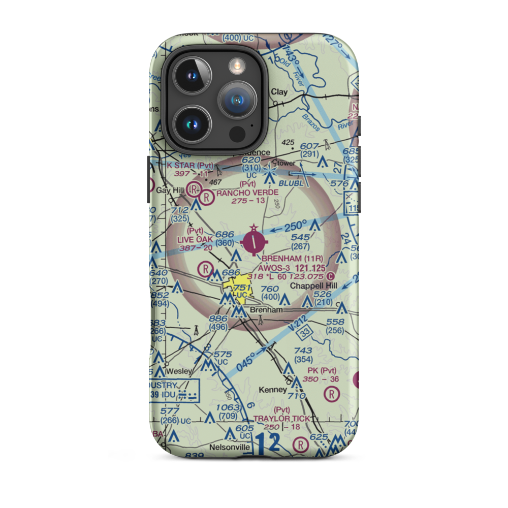 Brenham Municipal Airport (11R) VFR Sectional  Tough iPhone Case iPhone 16 Pro Max model shown