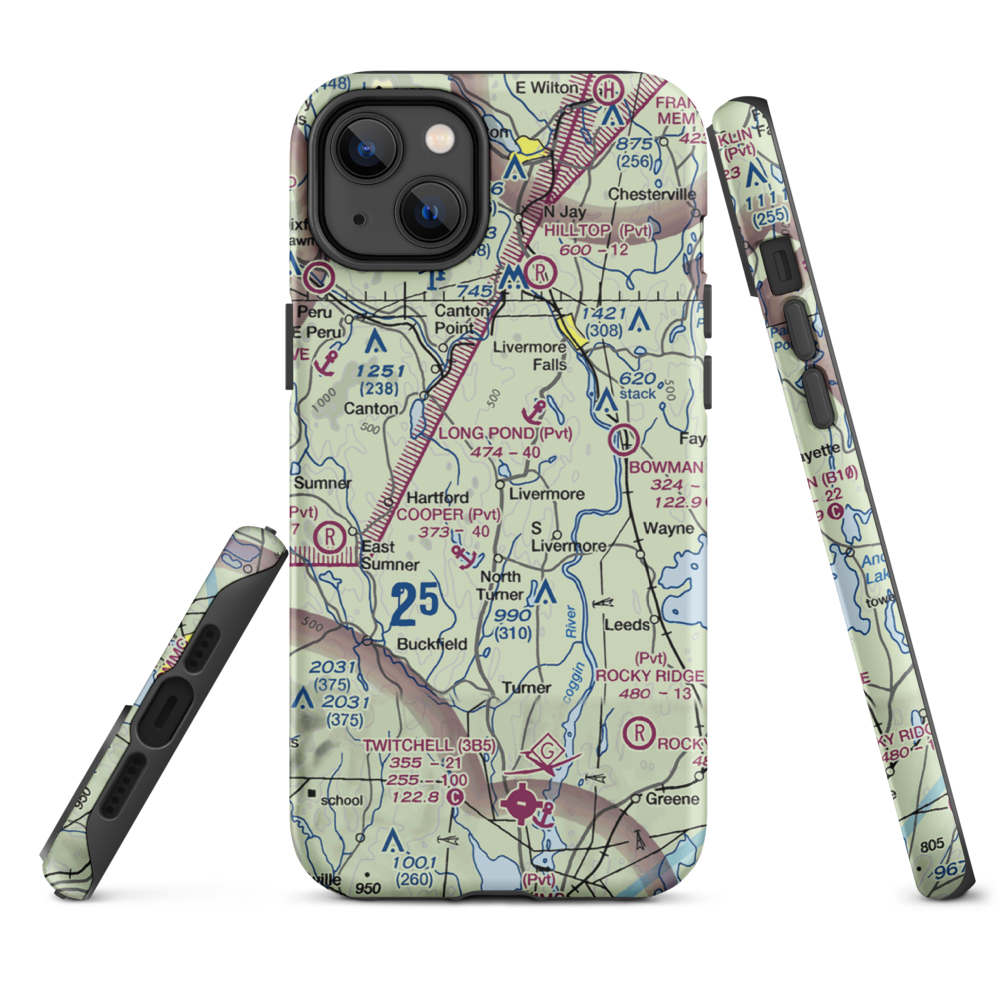 Brettuns Pond Seaplane Base (ME12) VFR Sectional  Tough iPhone Case iPhone 14 Plus model shown