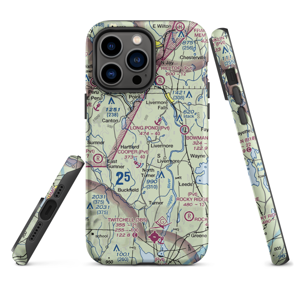 Brettuns Pond Seaplane Base (ME12) VFR Sectional  Tough iPhone Case iPhone 14 Pro Max model shown