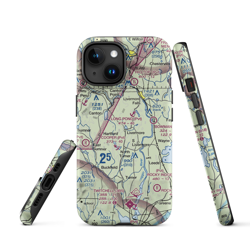 Brettuns Pond Seaplane Base (ME12) VFR Sectional  Tough iPhone Case iPhone 15 model shown