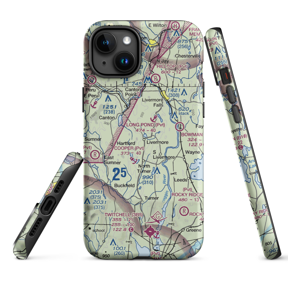 Brettuns Pond Seaplane Base (ME12) VFR Sectional  Tough iPhone Case iPhone 15 Plus model shown