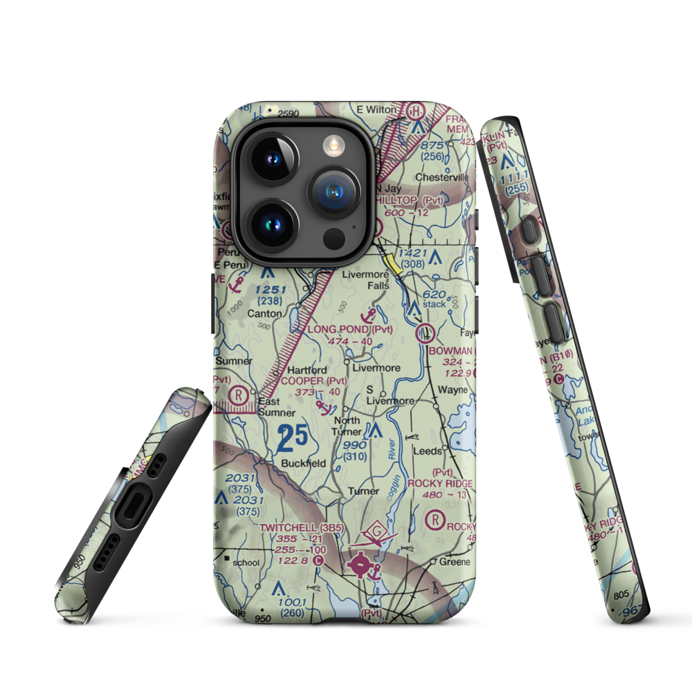 Brettuns Pond Seaplane Base (ME12) VFR Sectional  Tough iPhone Case iPhone 15 Pro model shown