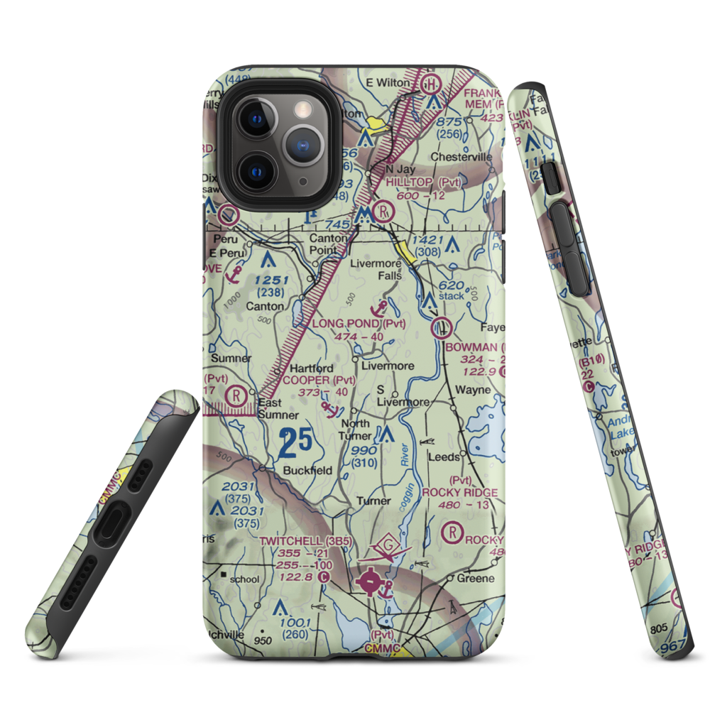 Brettuns Pond Seaplane Base (ME12) VFR Sectional  Tough iPhone Case iPhone 11 Pro Max model shown