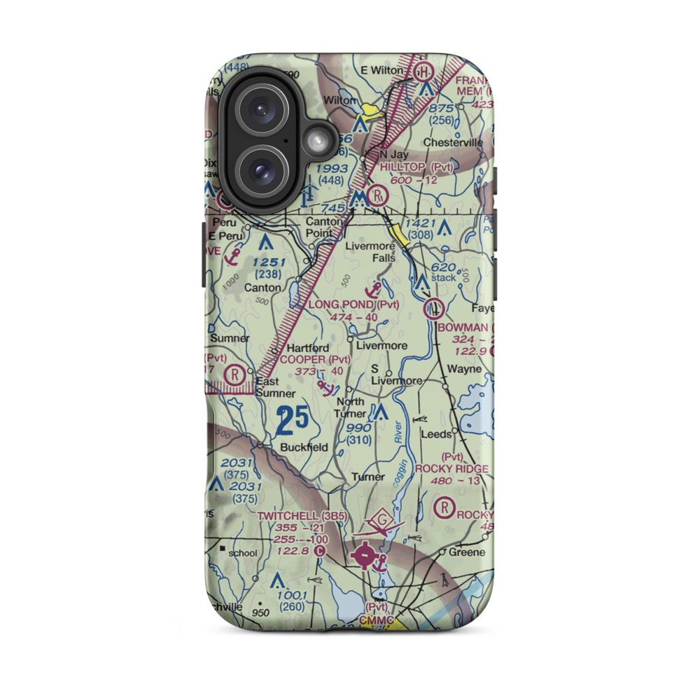 Brettuns Pond Seaplane Base (ME12) VFR Sectional  Tough iPhone Case iPhone 16 Plus model shown