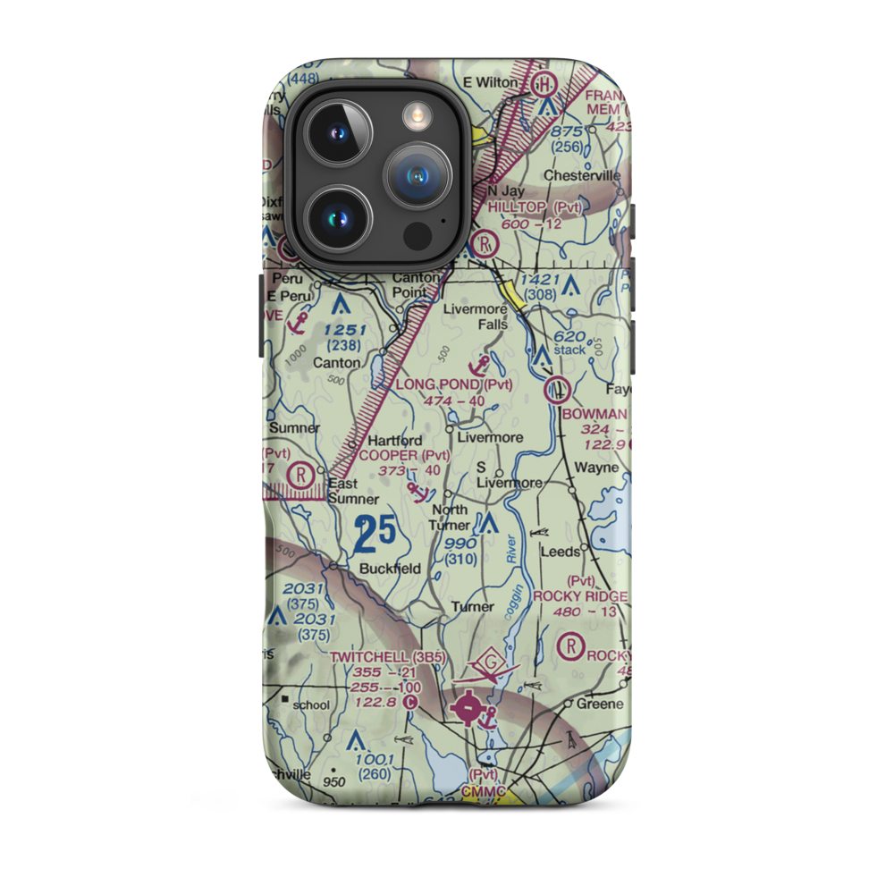 Brettuns Pond Seaplane Base (ME12) VFR Sectional  Tough iPhone Case iPhone 16 Pro Max model shown