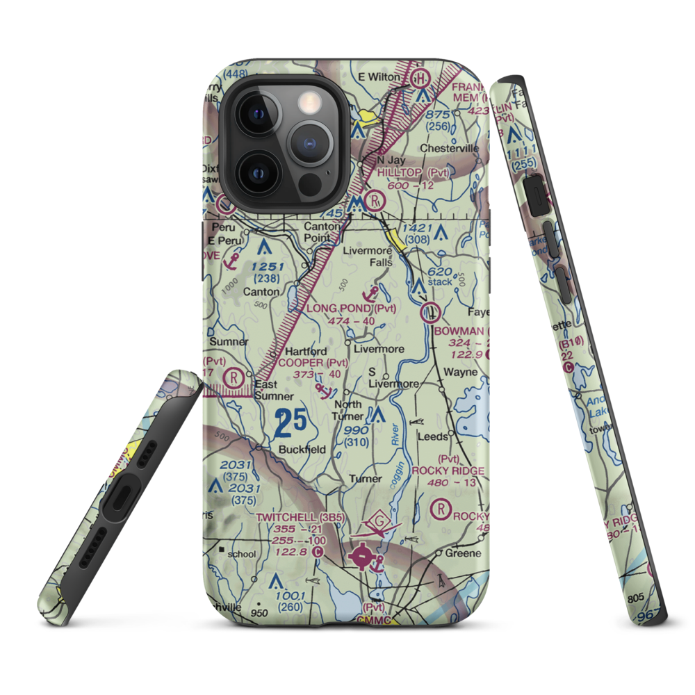 Brettuns Pond Seaplane Base (ME12) VFR Sectional  Tough iPhone Case iPhone 12 Pro Max model shown