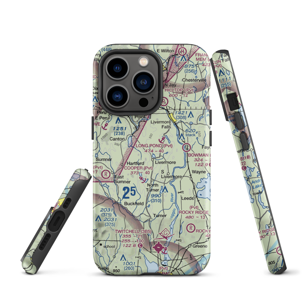 Brettuns Pond Seaplane Base (ME12) VFR Sectional  Tough iPhone Case iPhone 13 Pro model shown