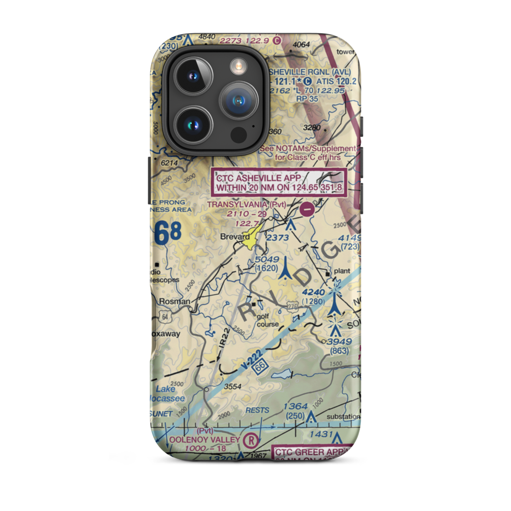 Brevard Airport (NC16) VFR Sectional  Tough iPhone Case iPhone 16 Pro Max model shown