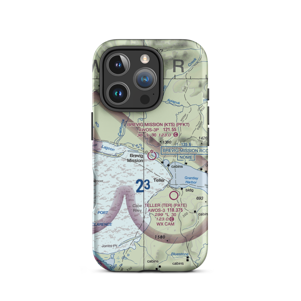 Brevig Mission Airport (KTS) VFR Sectional  Tough iPhone Case iPhone 16 Pro model shown