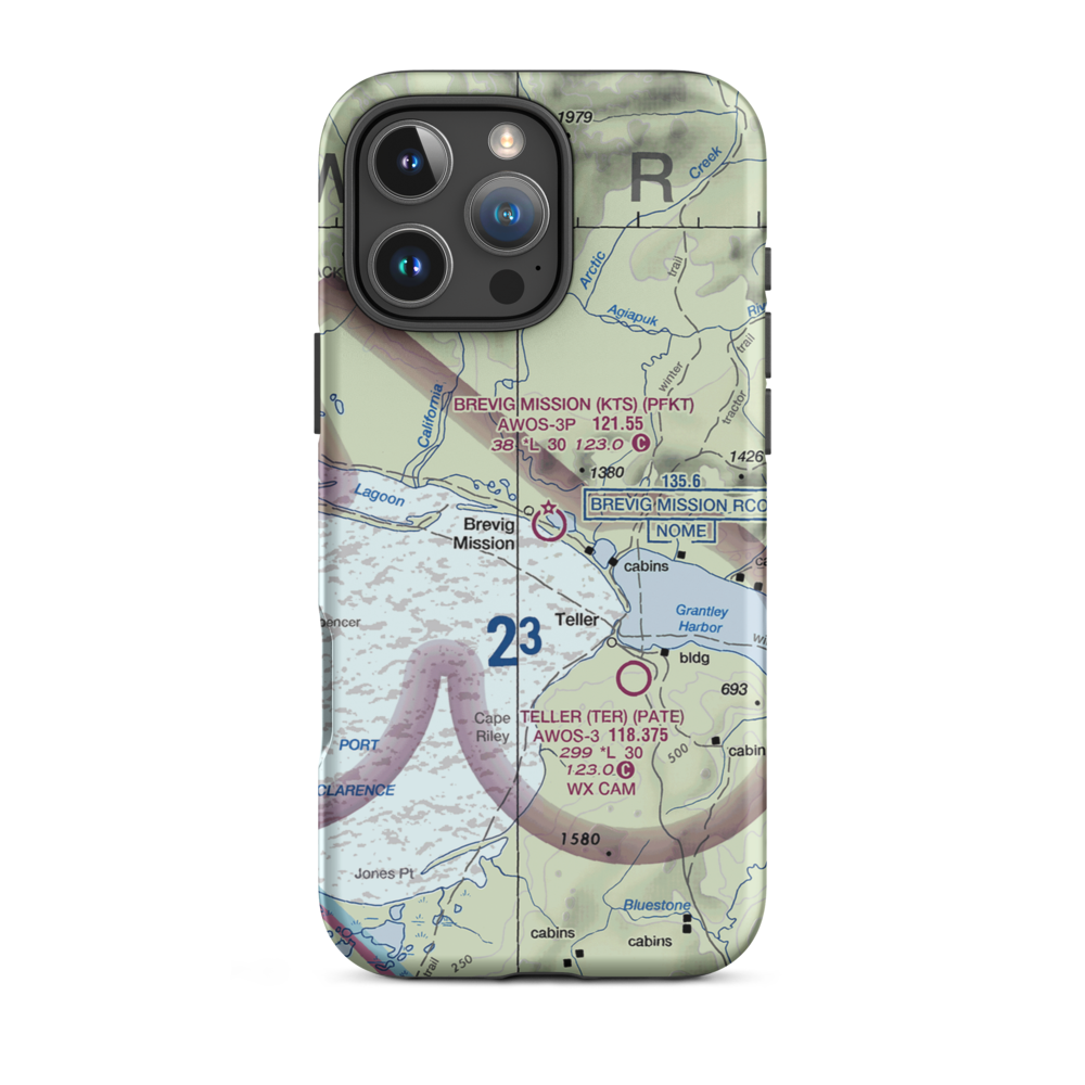 Brevig Mission Airport (KTS) VFR Sectional  Tough iPhone Case iPhone 16 Pro Max model shown