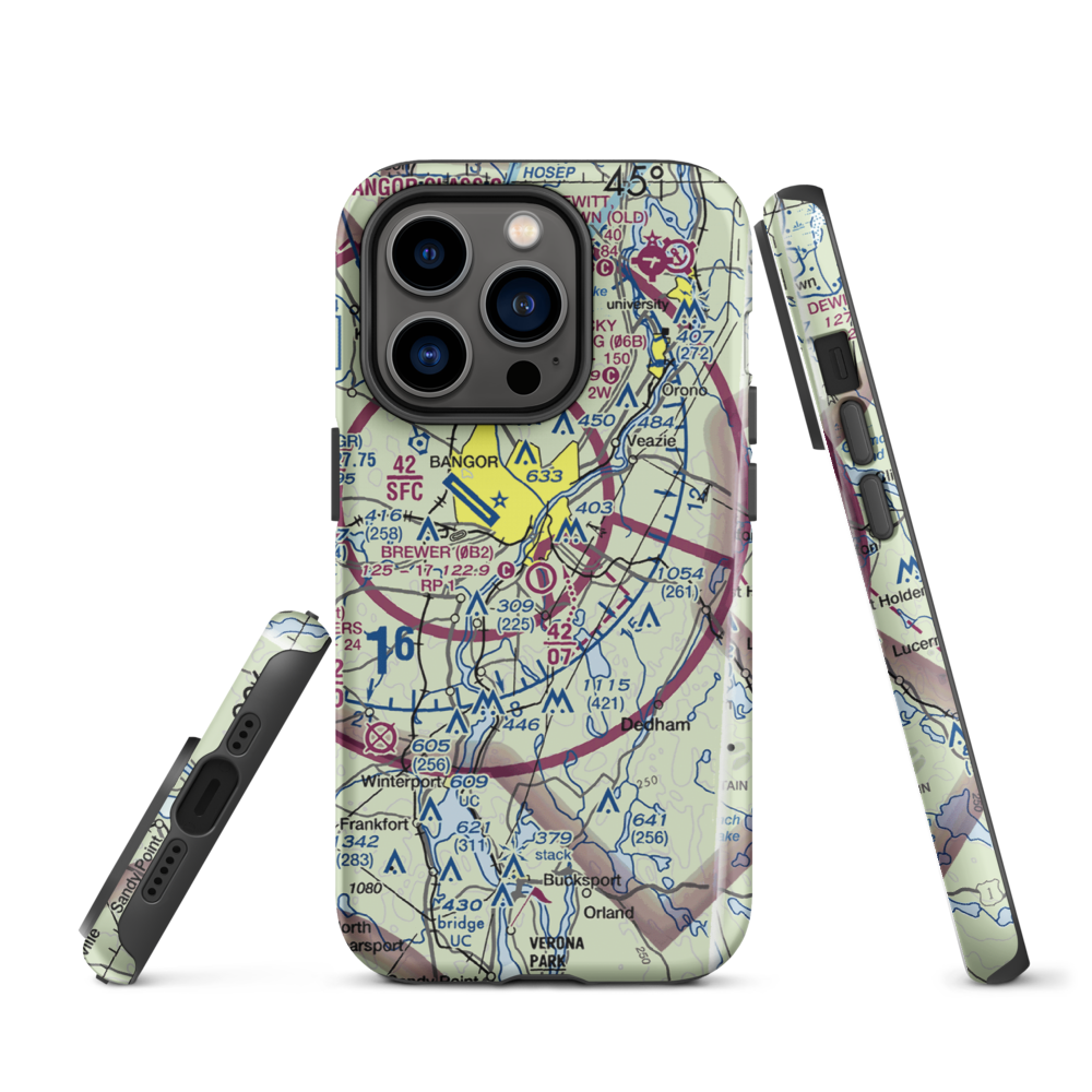 Brewer Airport (0B2) VFR Sectional  Tough iPhone Case iPhone 14 Pro model shown