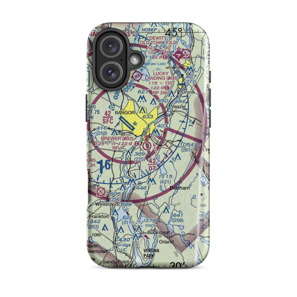 Brewer Airport (0B2) VFR Sectional  Tough iPhone Case iPhone 16 Plus model shown