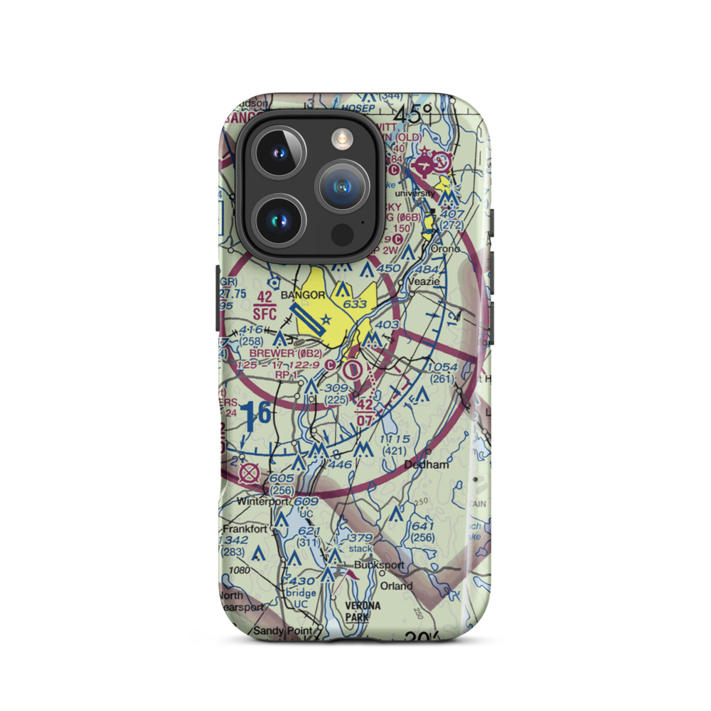 Brewer Airport (0B2) VFR Sectional  Tough iPhone Case iPhone 16 Pro model shown