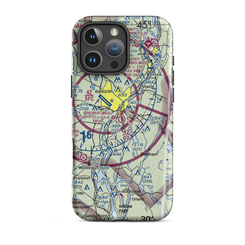 Brewer Airport (0B2) VFR Sectional  Tough iPhone Case iPhone 16 Pro Max model shown