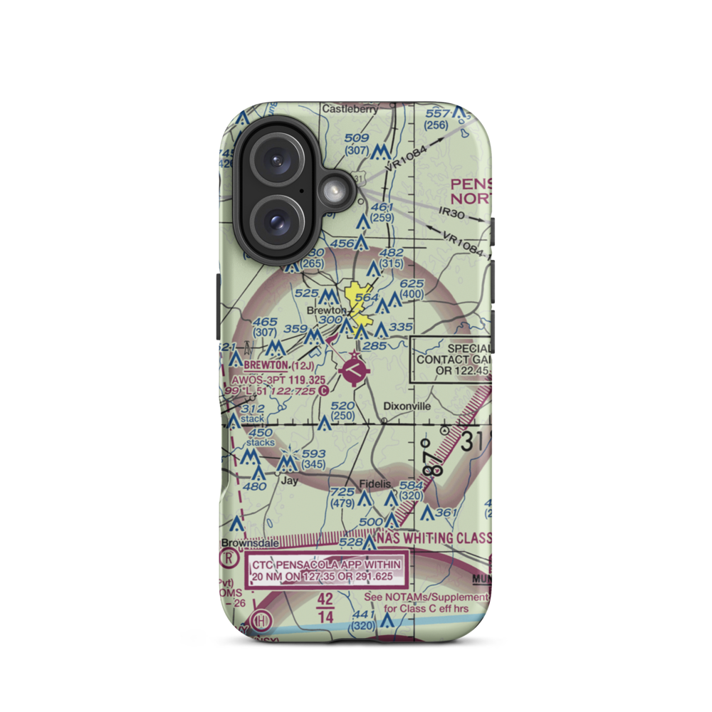 Brewton Municipal Airport (12J) VFR Sectional  Tough iPhone Case iPhone 16 model shown