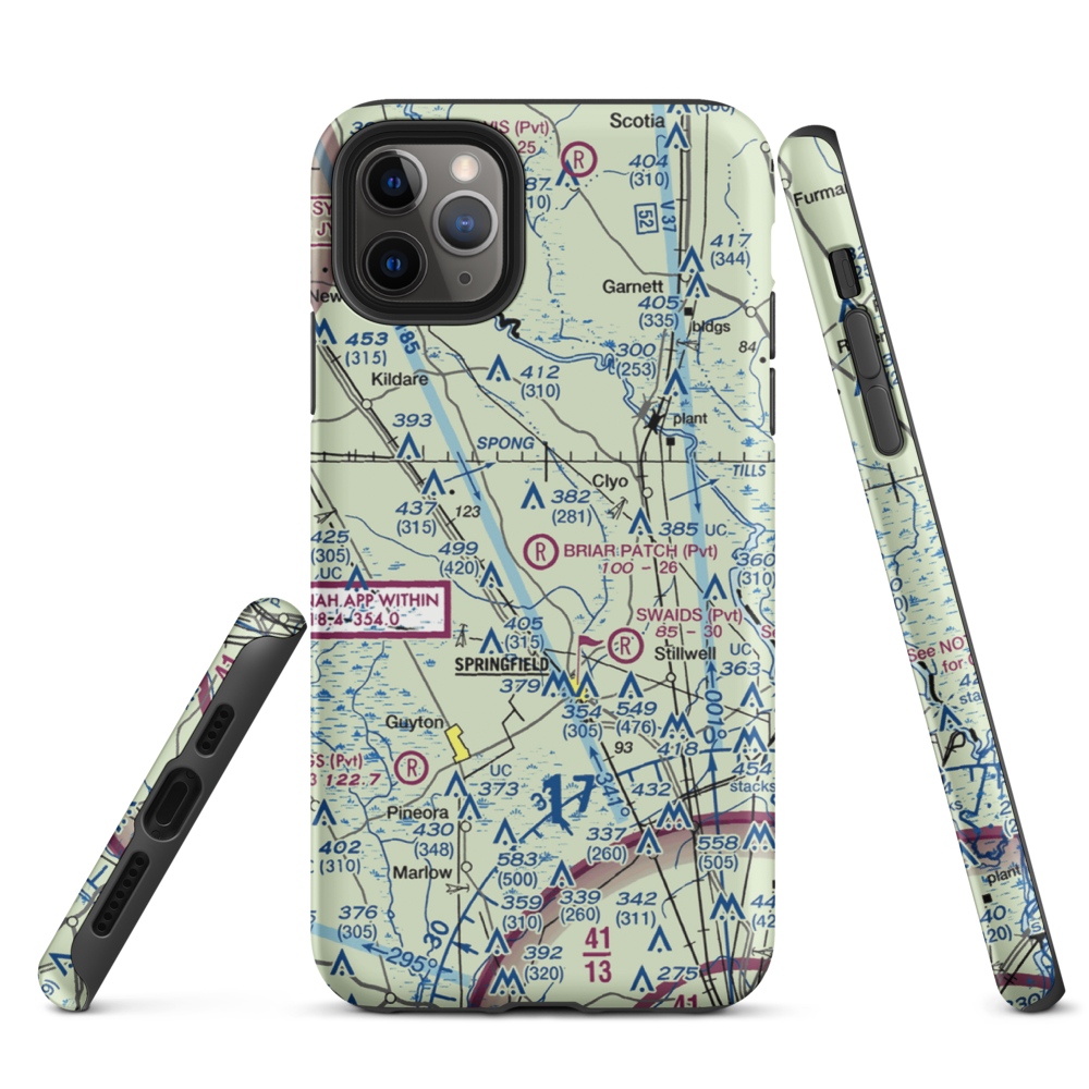 Briar Patch Airport (9GA1) VFR Sectional  Tough iPhone Case iPhone 11 Pro Max model shown
