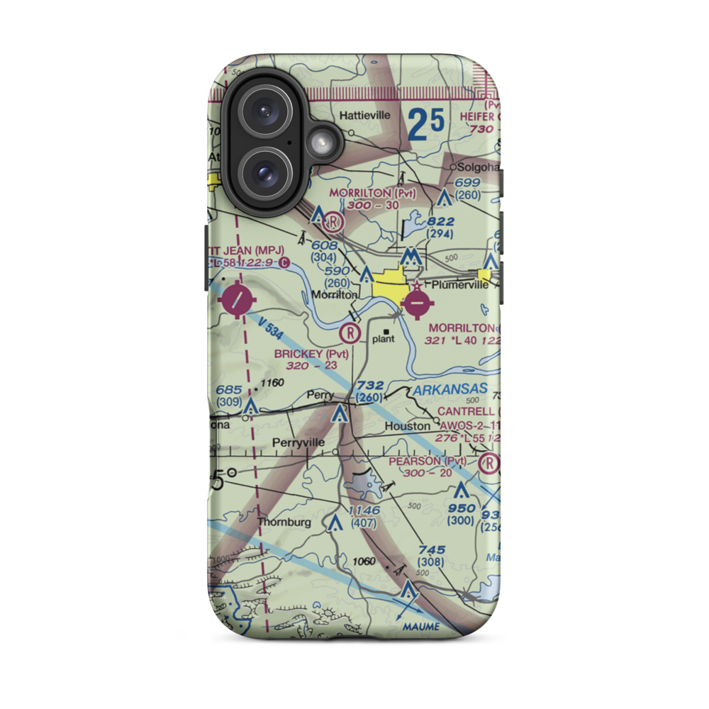 Brickey Private Airport (AR43) VFR Sectional  Tough iPhone Case iPhone 16 Plus model shown