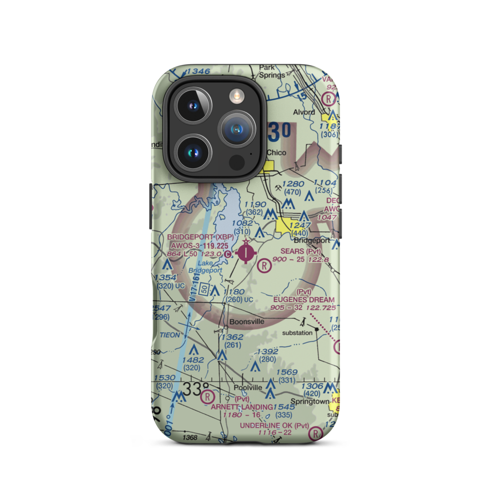 Bridgeport Municipal Airport (XBP) VFR Sectional  Tough iPhone Case iPhone 16 Pro model shown