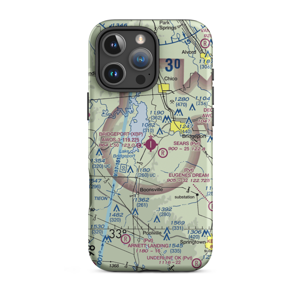 Bridgeport Municipal Airport (XBP) VFR Sectional  Tough iPhone Case iPhone 16 Pro Max model shown
