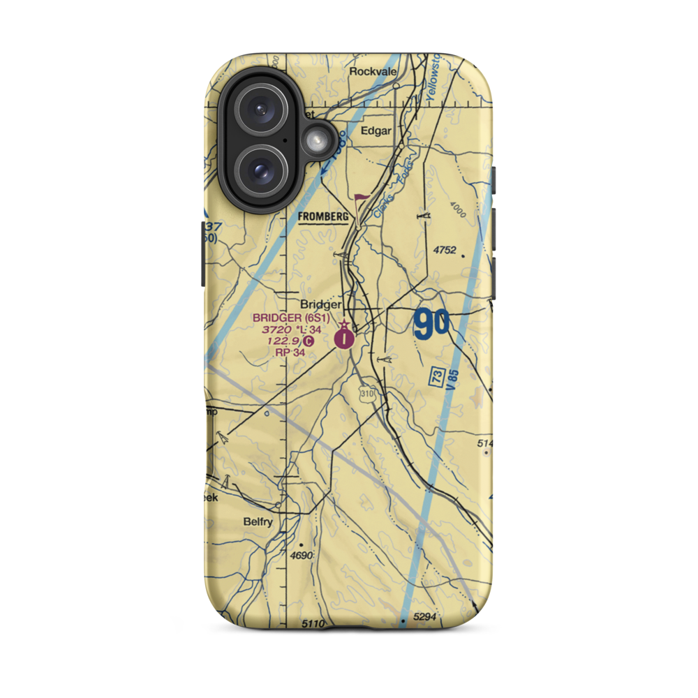 Bridger Municipal Airport (6S1) VFR Sectional  Tough iPhone Case iPhone 16 Plus model shown