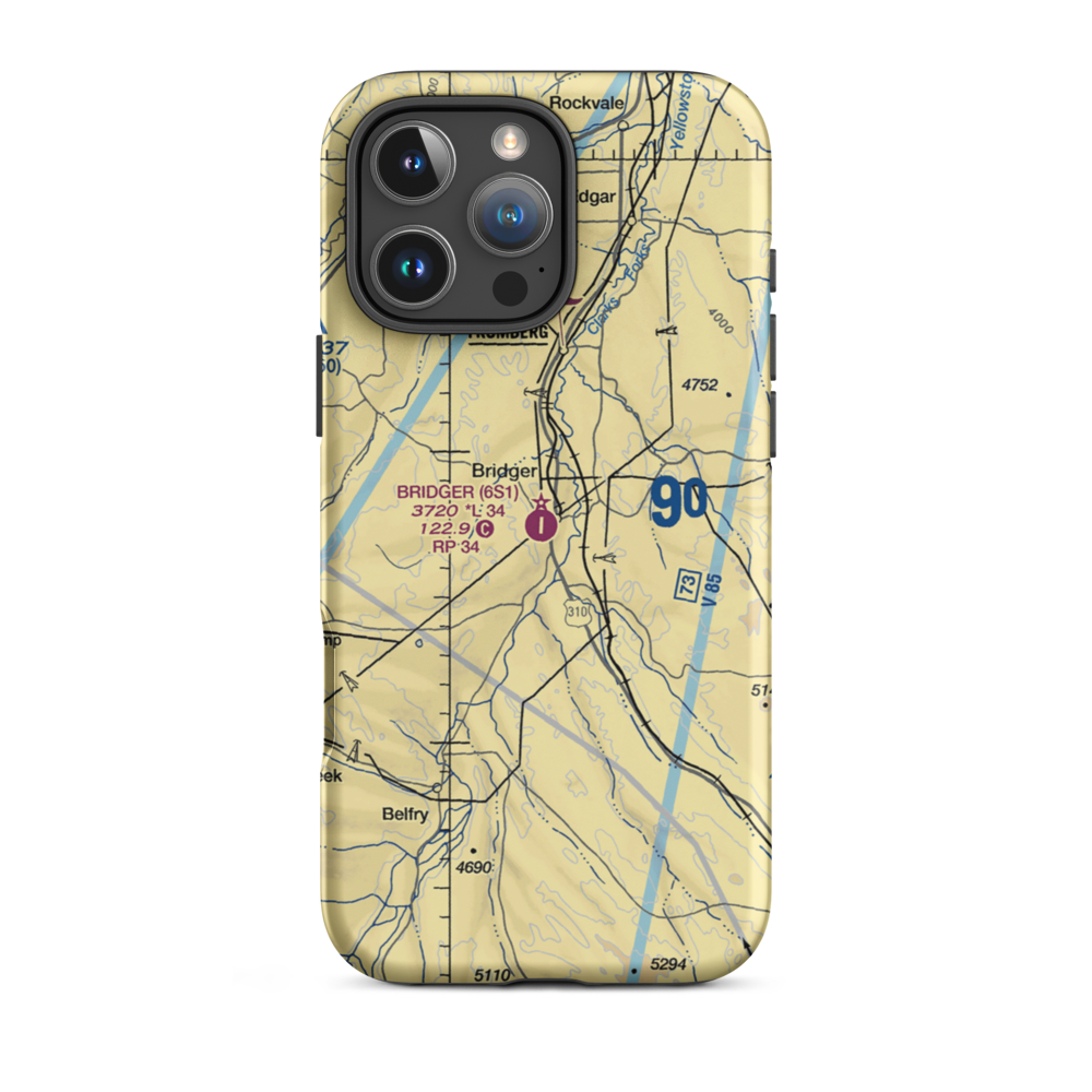 Bridger Municipal Airport (6S1) VFR Sectional  Tough iPhone Case iPhone 16 Pro Max model shown