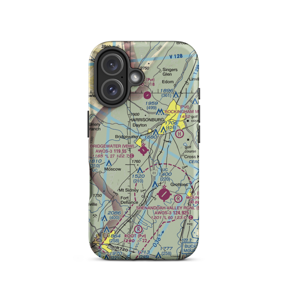 Bridgewater Air Park (VBW) VFR Sectional  Tough iPhone Case iPhone 16 model shown