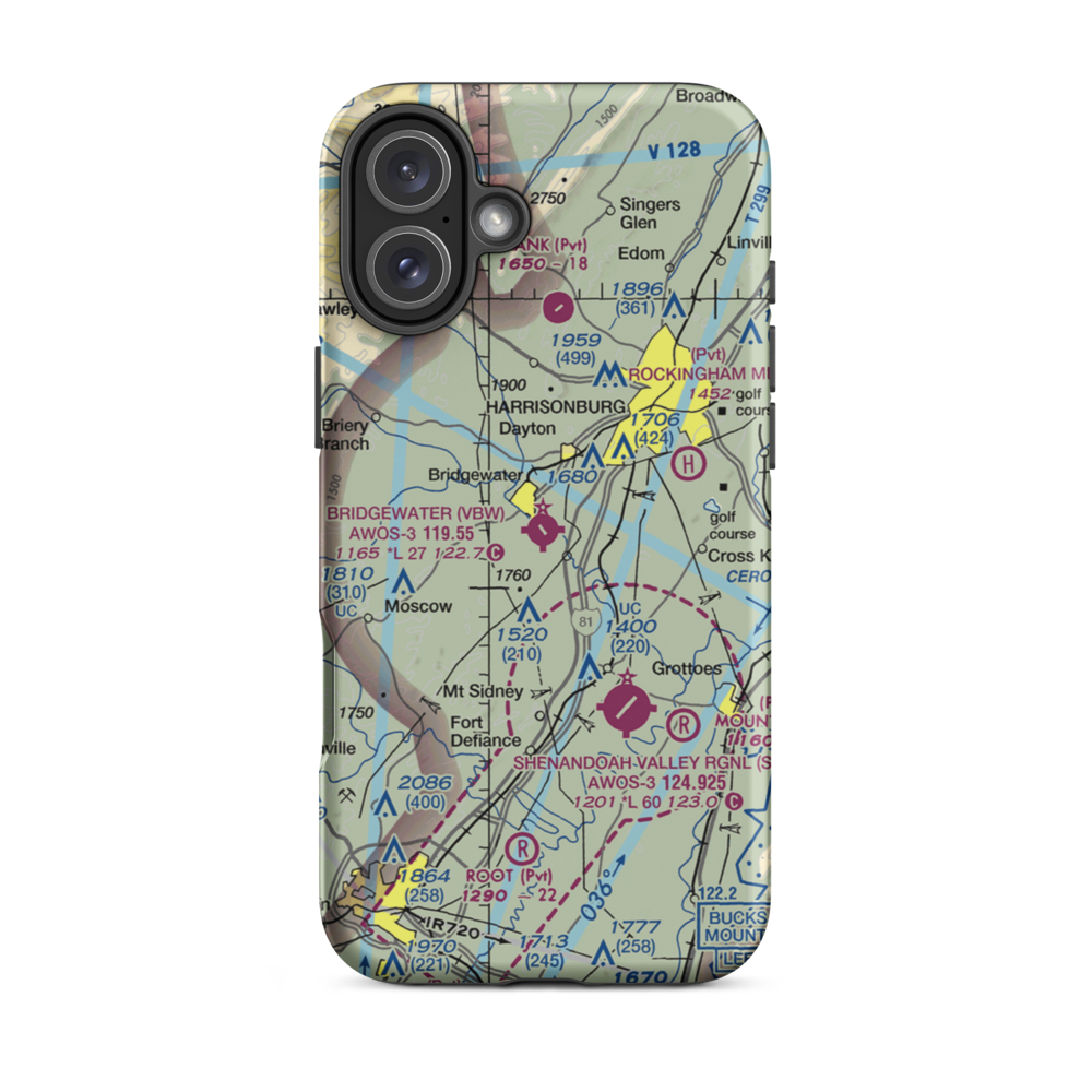 Bridgewater Air Park (VBW) VFR Sectional  Tough iPhone Case iPhone 16 Plus model shown
